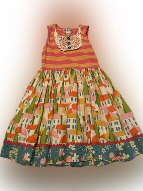 Matilda Jane Girls' Striped & House-Print Sleeveless Dress size 10